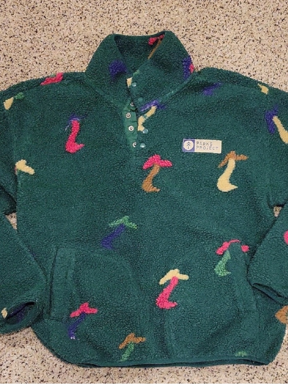 Parks Project Mushroom Pullover Quarter Snap Fleece Urban Outfitters Small